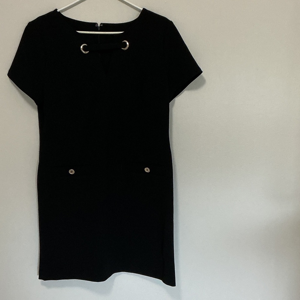 Tommy Hilfiger Black Short Sleeve Mini Dress with Grommet Detail